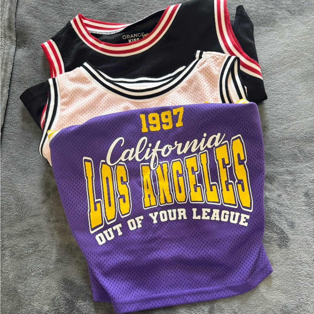 Black and Pink Sleeveless Crew Neck Jersey